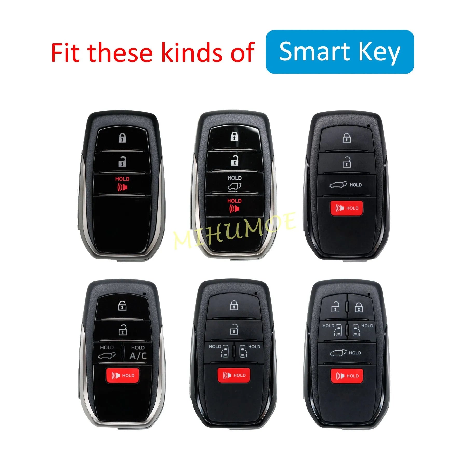 2x Black/Clear Transparent Car Key Fob Case Cover For Toyota Tundra Corolla Sequoia RAV4 Yaris Cross Hilux Prius bZ4X Tacoma
