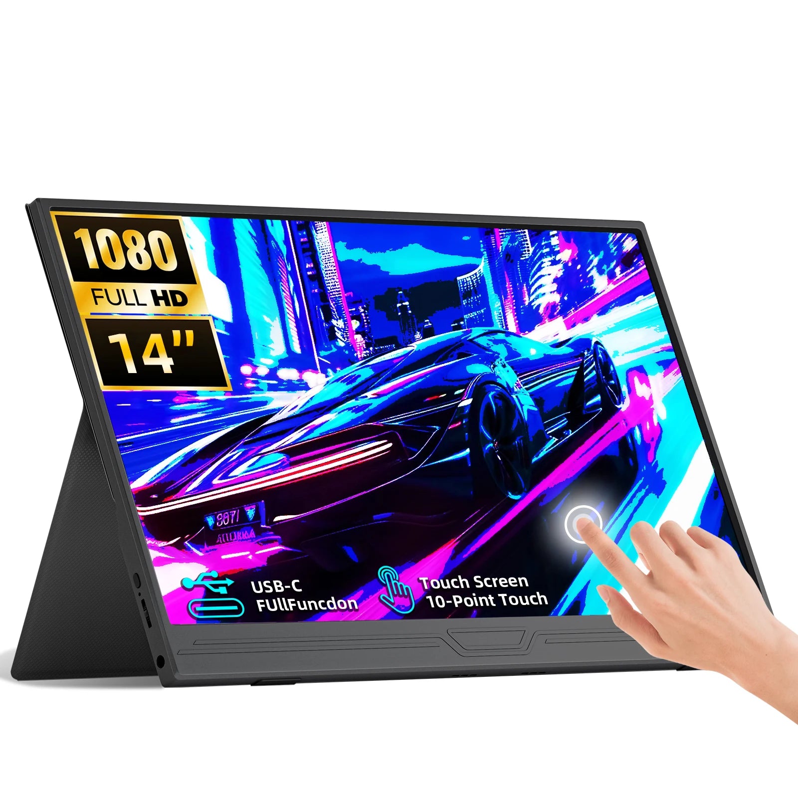 Monitor Portátil de 14 polegadas 1920*1080 400cd / m² 60HZ 16:9 para Portátil XBox PS4/5 Switch Telemóvel Extensão de Escritório para Computador