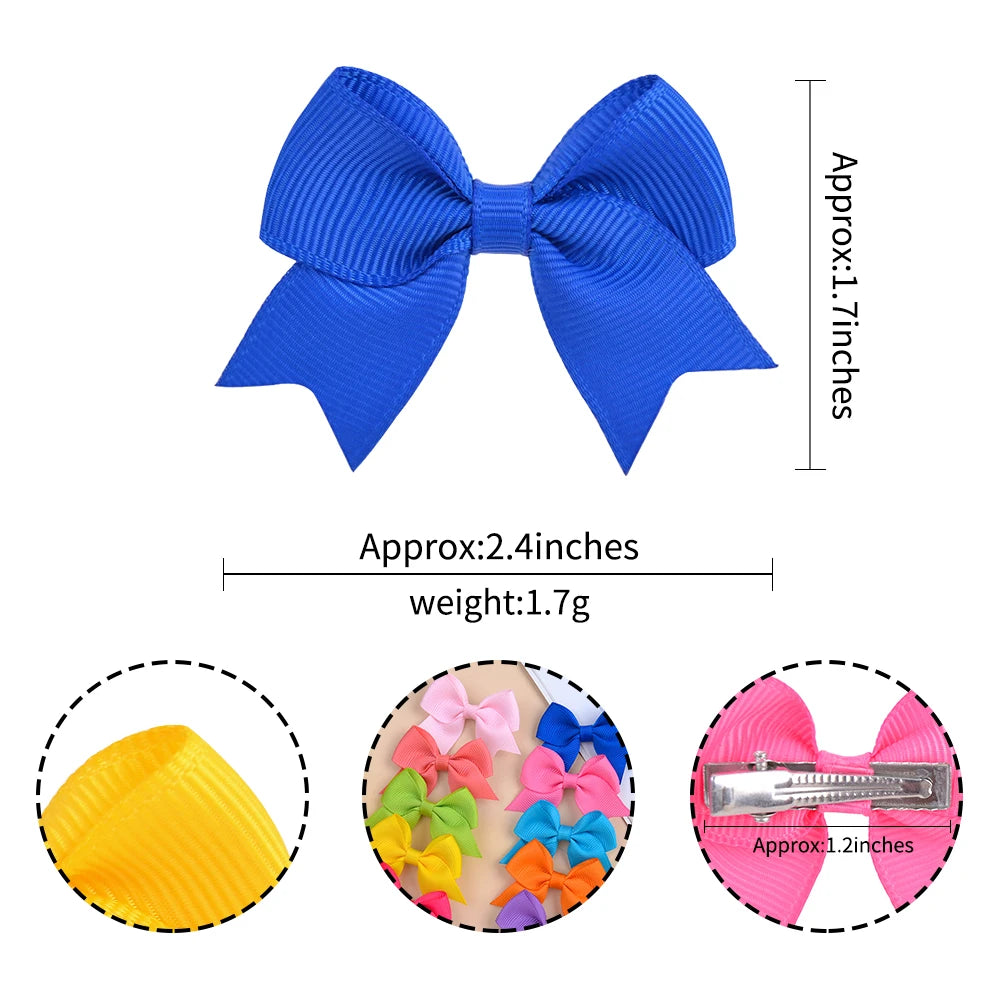 Conjunto de 10 Ganchos de Cabelo de Laço de Cor Sólida para Meninas Bebés, Fitas de Cabelo Artesanais com Laço, Mini Molas de Cabelo, Acessórios de Cabelo