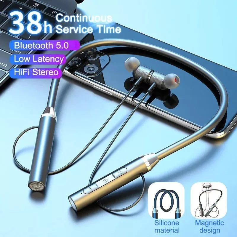 Bluetooth Earphones Wireless Headphones Magnetic Sport Neckband Neck-hanging TWS Earbuds Wireless Blutooth Headset with Mic Game