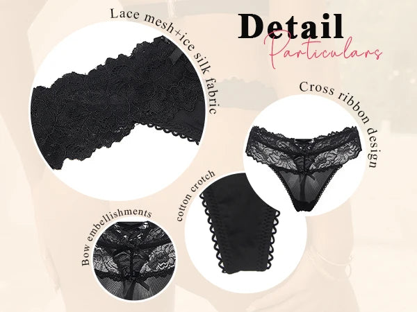 Women's Lace Brazilian Thong Low Waist Panties