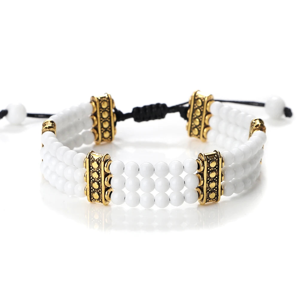 4mm Natural Stone Braided Energy Yoga Bracelet