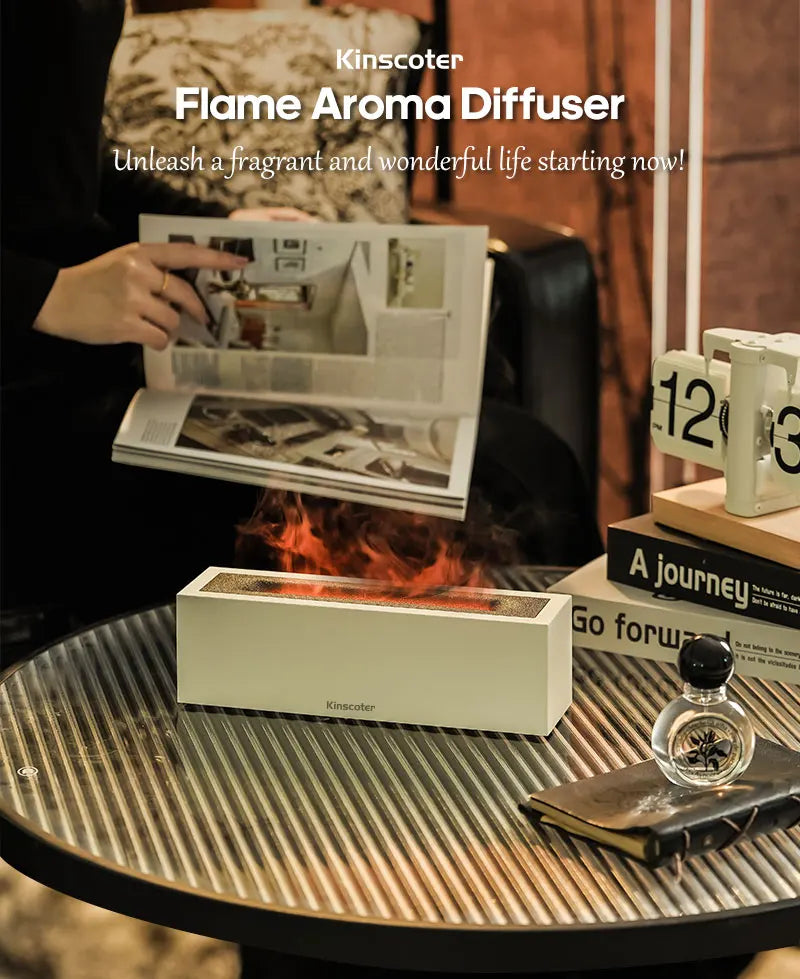 Flame Aroma Diffuser Air Humidifier Ultrasonic Cool Mist Maker Fogger LED Essential Oil Lamp Realistic Fire Difusor
