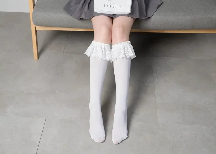 Lace Ruffle Lolita Knee-High Cosplay Socks