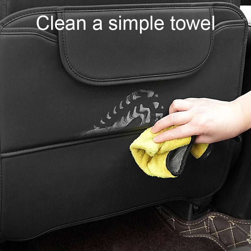 BLALION PU Leather Car Anti-kick Pad Auto Seat Back Organizer Storage Bag Car Backseat Anti Scratch Protector Pads with Cover