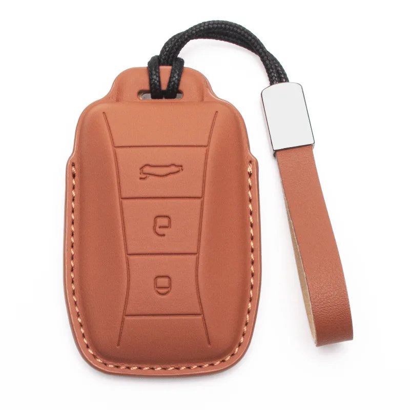 Leather for Lotus EMIRA 2023-2024 3 Button Car Key Case ICAR Remote Key Cover Fob Keychain Accessories