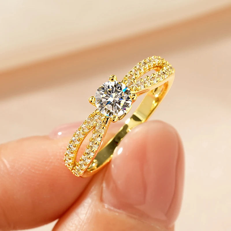 14k Gold-Style Plated Infinity Love Round Cut CZ Ring