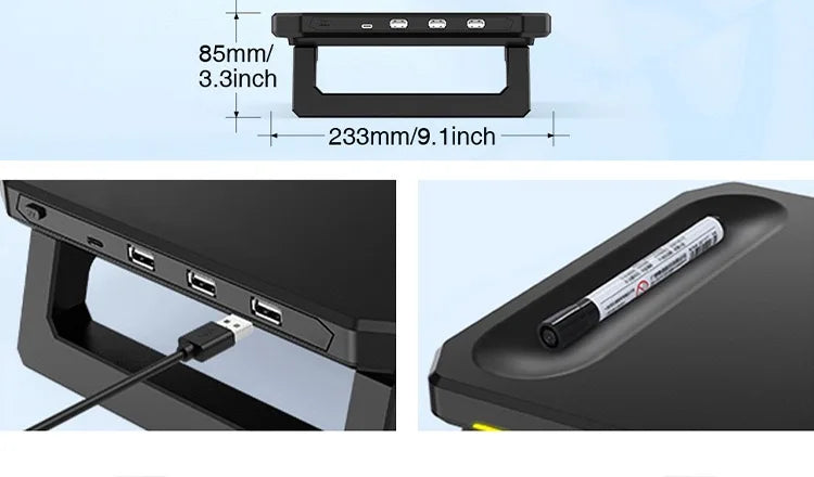 ITLY RGB Monitor Stand with 3 USB Ports Data Transfer  Charging  Desktop Organizer for PC and Laptops up to 19.6 Inches NEW