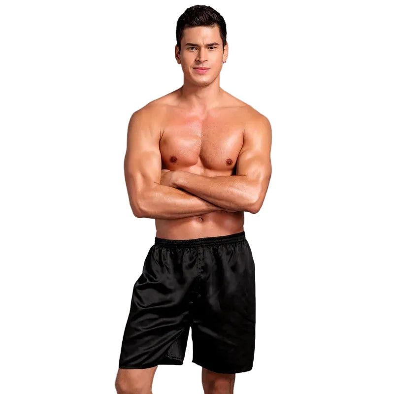 Men's Long Black Satin Bridegroom Wedding Bathrobe
