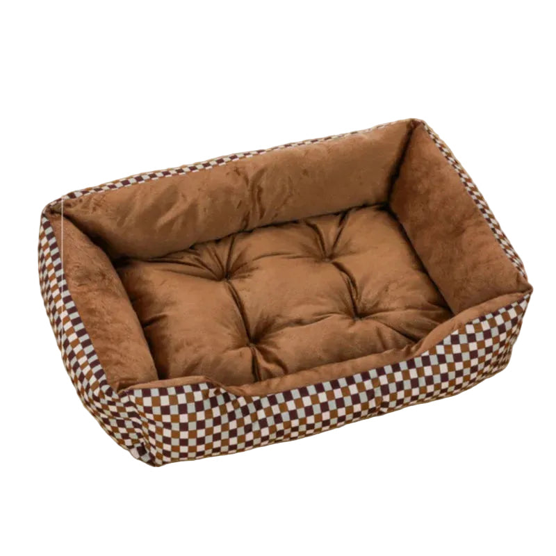 Cama Quadrada para Cães, Acessórios para Animais de Estimação, Cama Sofá Calmante de Pelúcia com Almofada Macia para Gatos e Cães Pequenos e Médios
