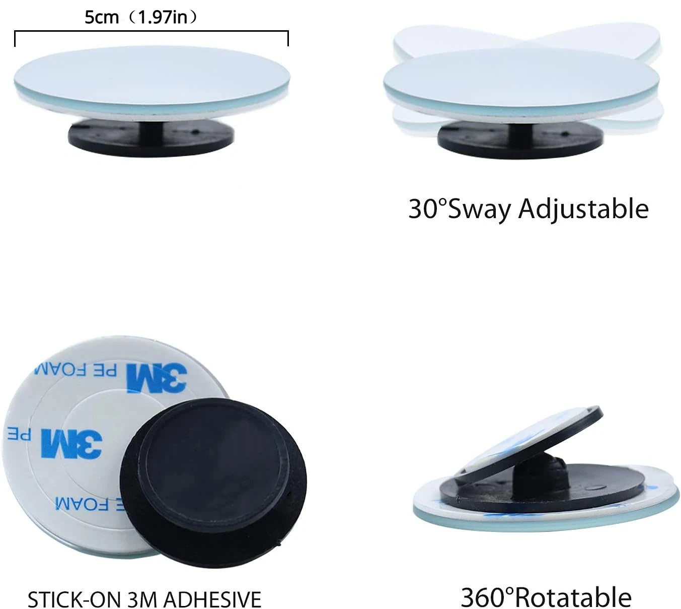 2Pcs Car Blind Spot Mirror, 360 Degree Adjustable HD Glass Convex Mirror, Angle Rear View Mirror for Car SUV Reverse Parking