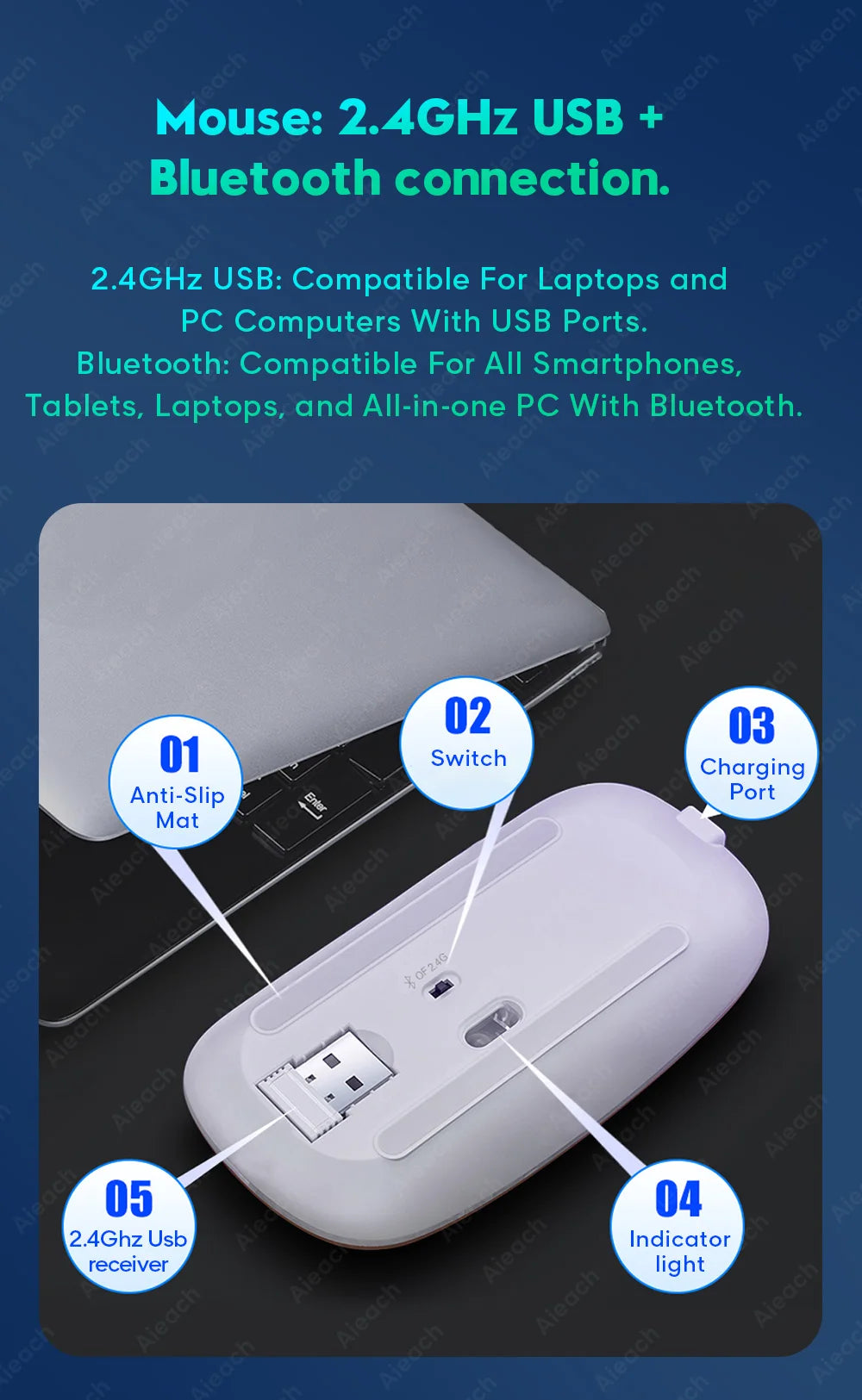 Keyboard For Tablet Android iOS Windows Wireless Mouse Keyboard Bluetooth-compatible Rainbow Backlit Keyboard For iPad Phone