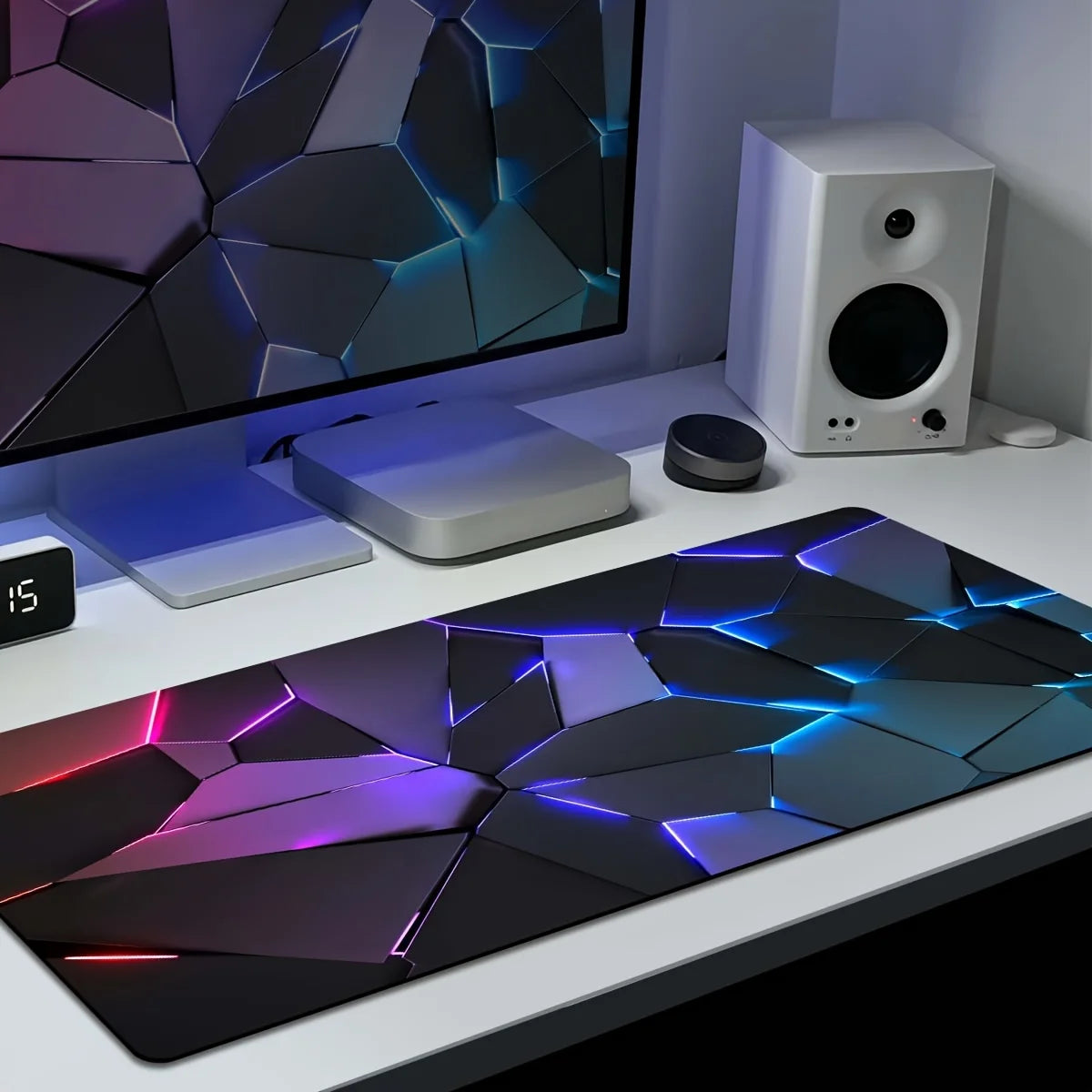 Tapete de rato RGB Geométrico Grande 400X900 Tapete de rato para jogos PC Teclado de computador XL Tapete de secretária Acessórios de interior de escritório