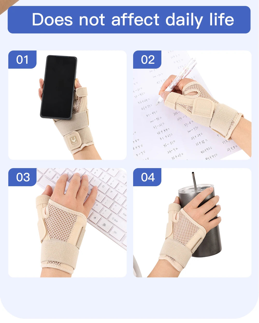 Flexible Splint Wrist Thumb Support Brace for Tendonitis Arthritis Breathable Thumb Protector Guard Fits Right and Left Hand