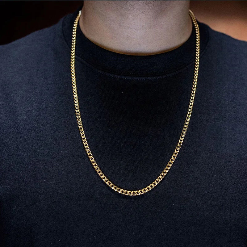 Stainless Steel Cuban Link and Rope Chain Necklace