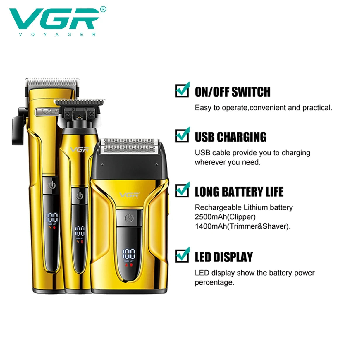 VGR 694 Professional 3-in-1 Clipper Set with Magnetic Dock