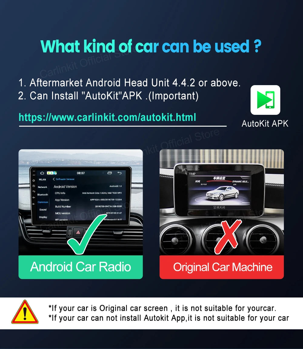 CarlinKit Wred & Wireless Android Auto & CarPlay Dongle Car USB Adapter For Aftermarket Android Car Radio Mirrorlink Split Sceen