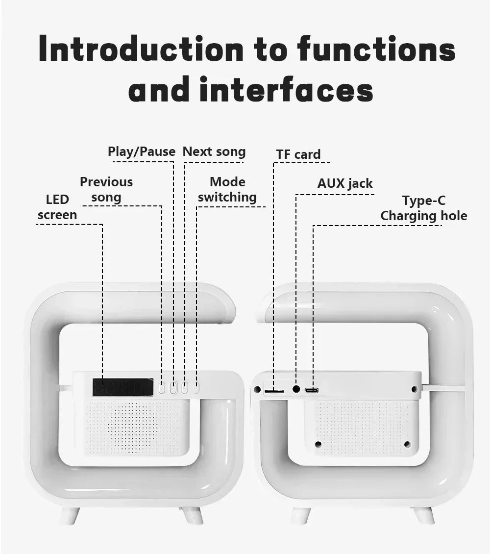 Bluetooth Wireless FM TF Speaker Phone Wireless Charger RGB Light for iPhone Samsung Xiaomi Fast Charging Home Portable Speakers