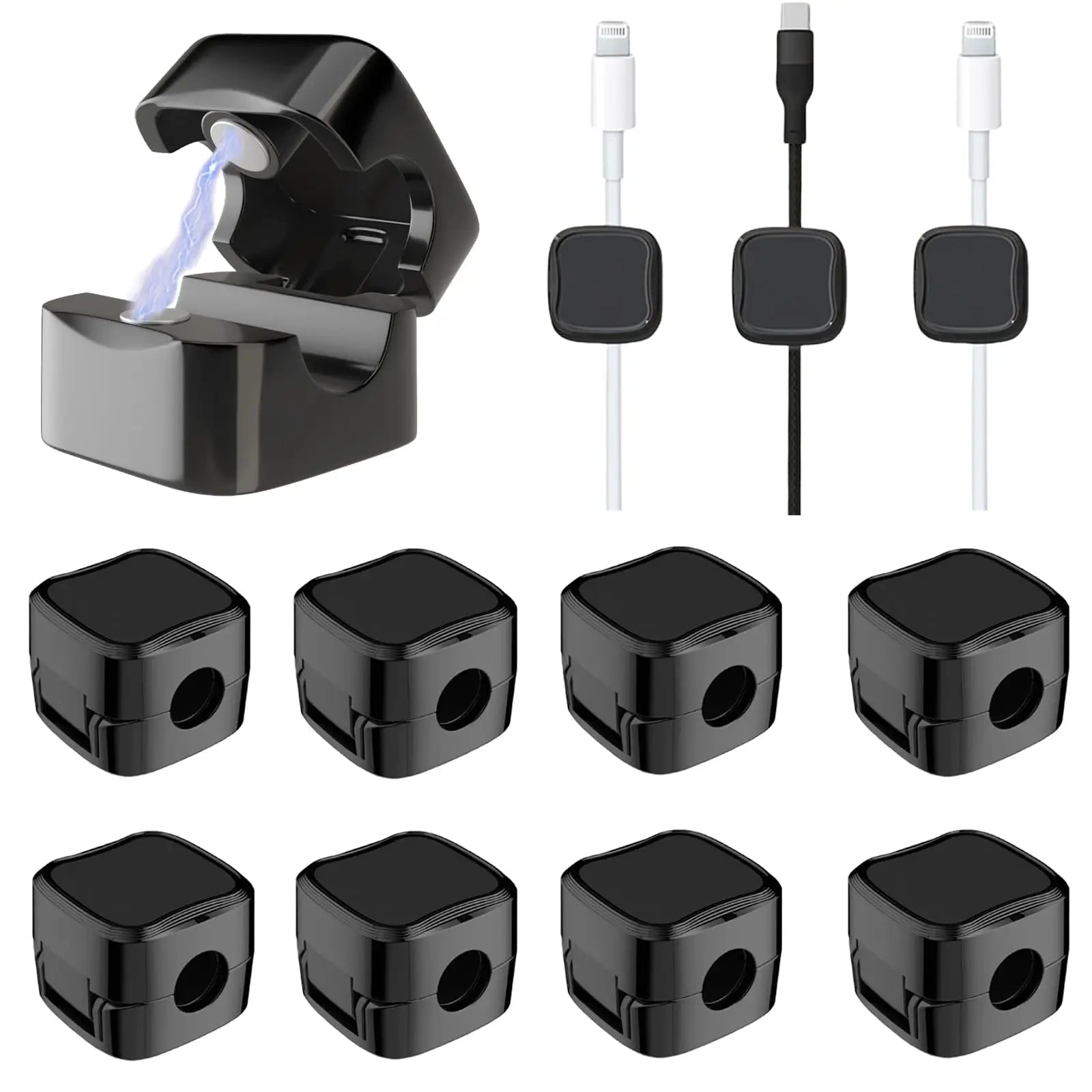 6/12/18 PCS Magnetic Cable Organiser Clips Cable Management Wire Manager Cord Holder Charging Cable Winder Wall Mounted Hook