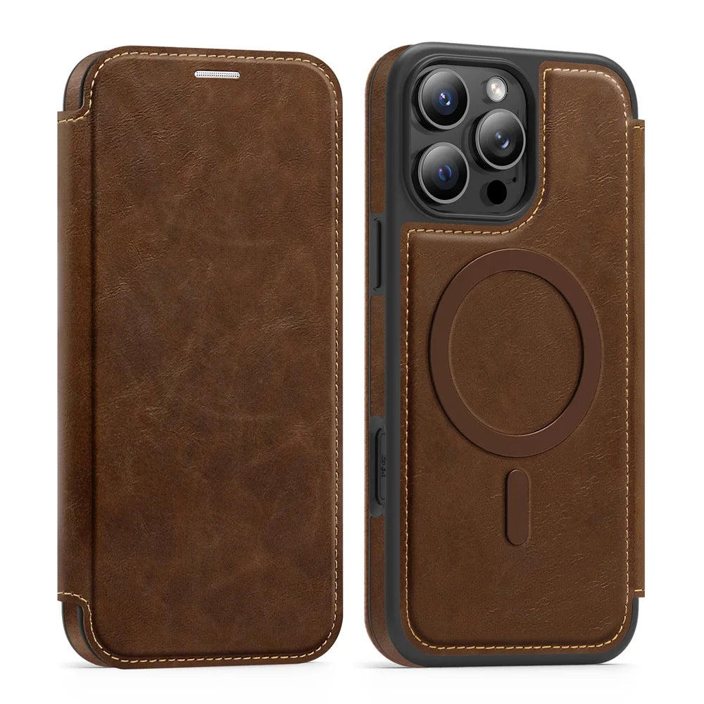iPhone 11 - 17 Magnetic Luxury Leather Wallet Case