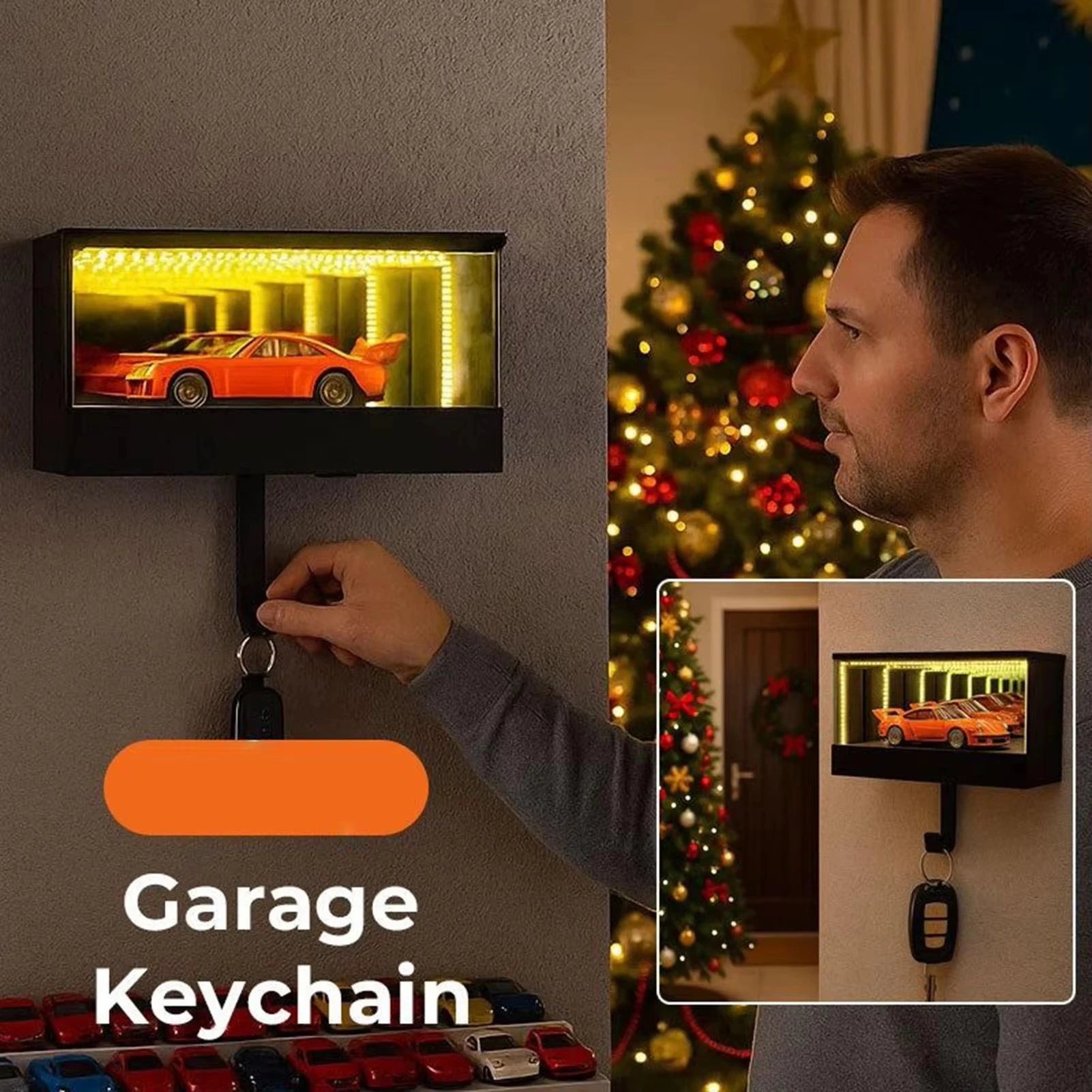 Car Garage Key Holder Key Organizer with LED Light Car Key Hanger for Door Apartment Home Office Entryway (car not included)