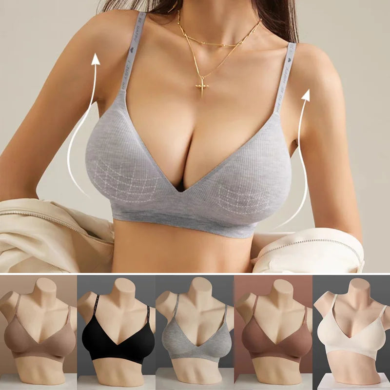 3-Pack Seamless Wire-Free Plunge Push Up Bras