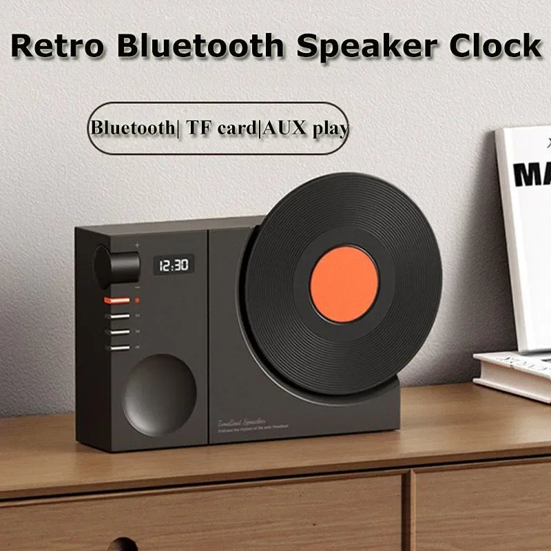 Mini Retro Bluetooth 5.3 Speaker with AUX Playback Wireless Hifi Retro Film Sound Music Box with Clock Display Support TF Card
