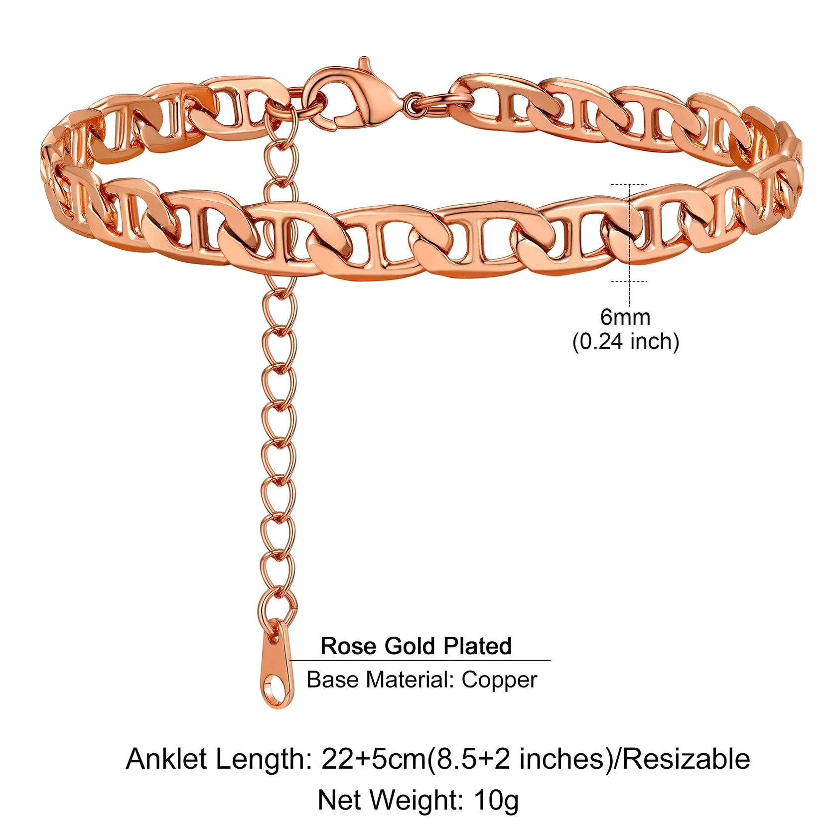Stainless Steel Multi-Style Anchor and Curb Chain Anklet