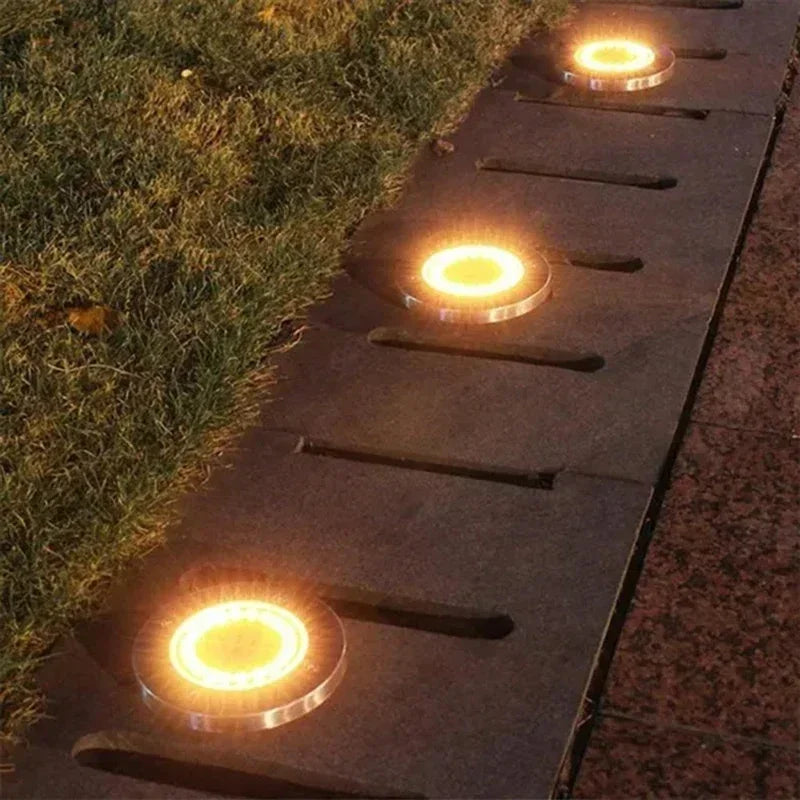 8/20 LED Solar Disk Lights Waterproof Outdoor Garden Path Lamp
