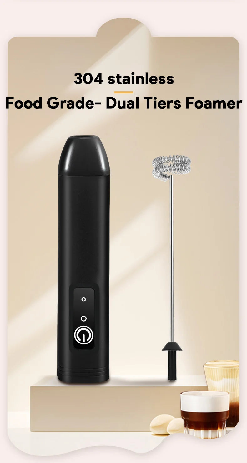 USB Rechargeable 3-Speed Handheld Milk Frother and Whisk