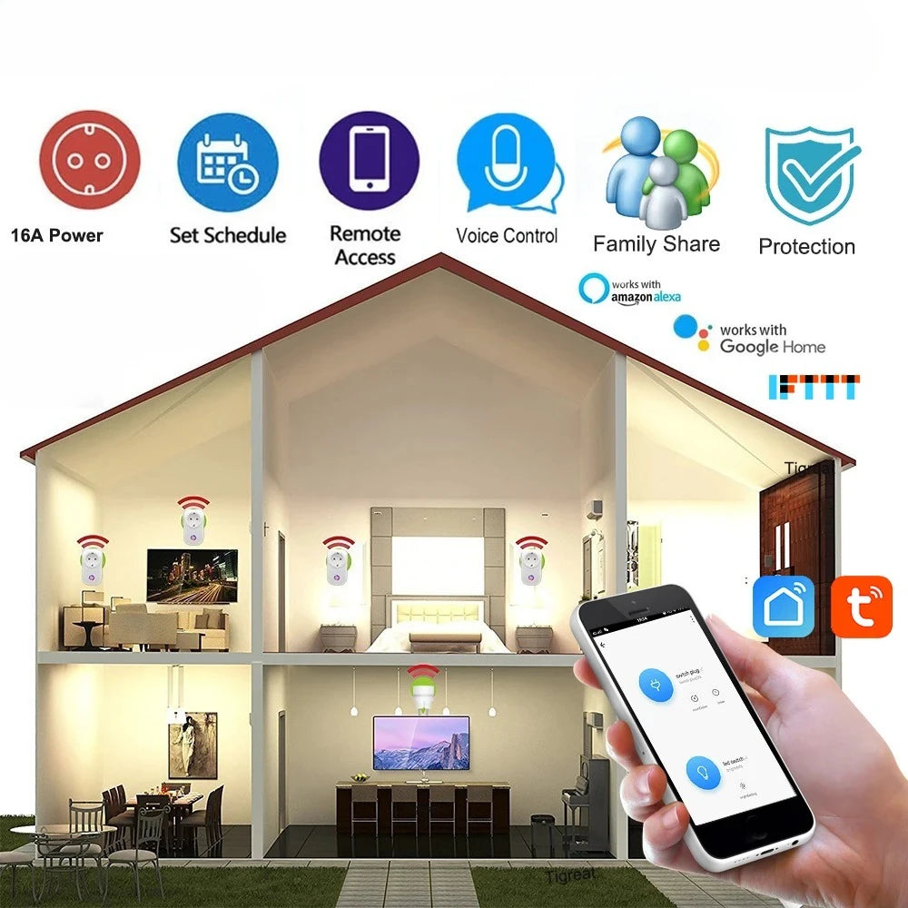 Tomada inteligente WIFI Israel 16A com Bluetooth USB - Tomada ISR IL - Temporizador de Voz Remoto - Tuya/Alexa/IFTTT/Automação Residencial Smart Life