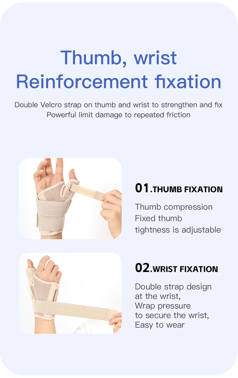 Flexible Splint Wrist Thumb Support Brace for Tendonitis Arthritis Breathable Thumb Protector Guard Fits Right and Left Hand