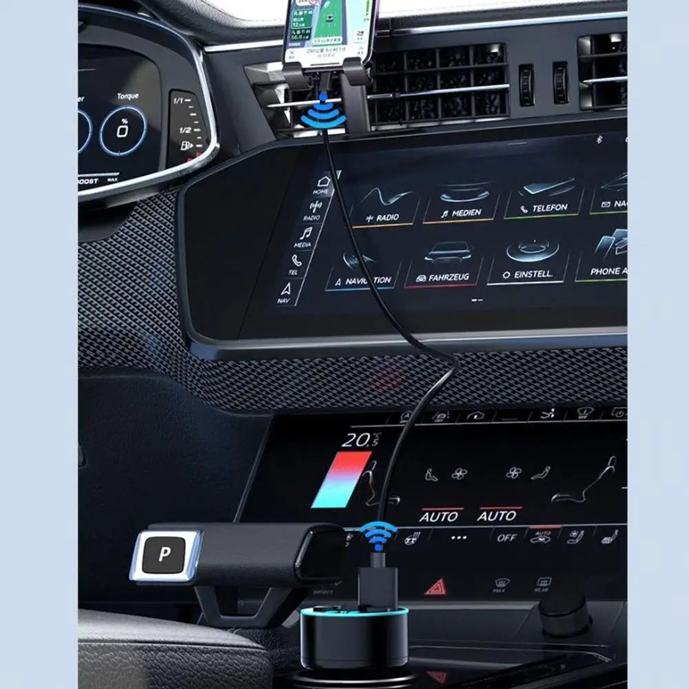 Car Cigarette Lighter Bluetooth 5.0 Car FM Transmitter PD Type-C Dual USB Ambient Player Car MP3 Charger Smartphone Charge