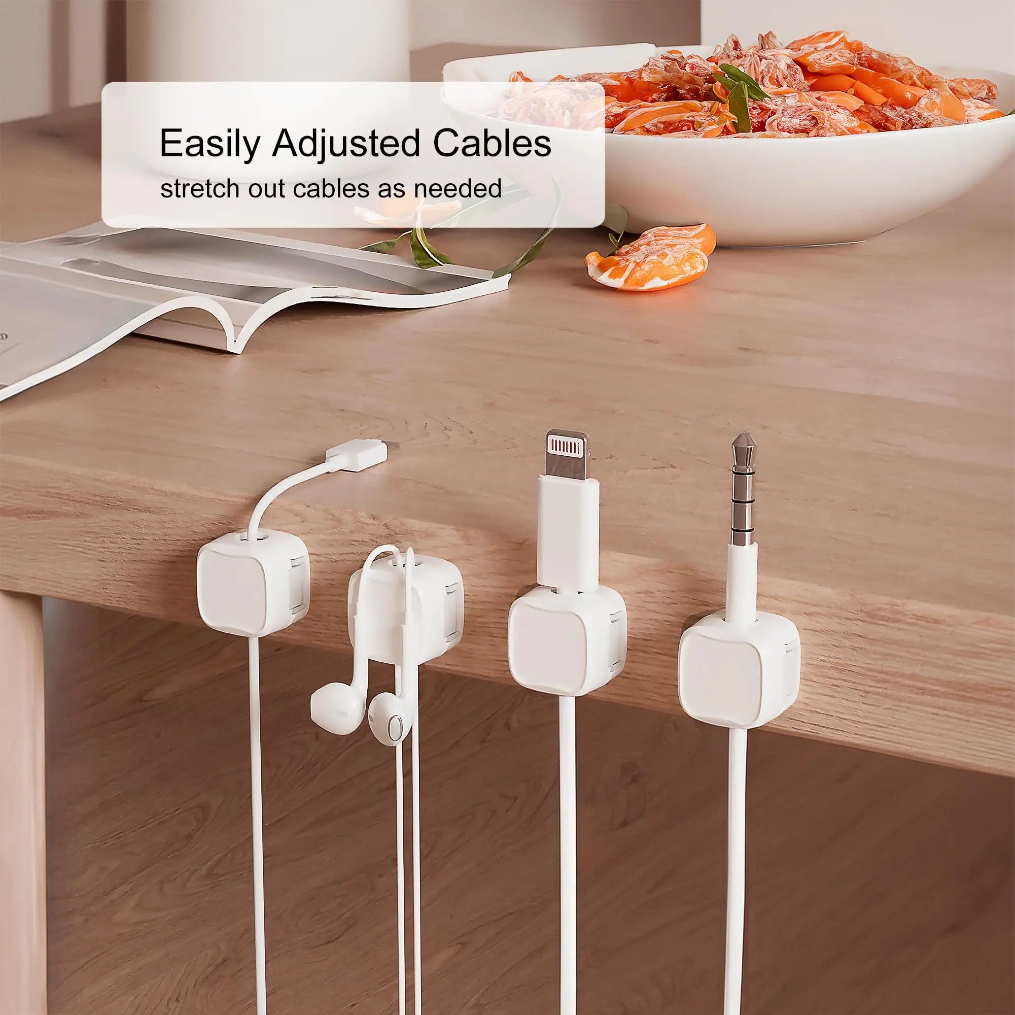 6/12/18 PCS Magnetic Cable Organiser Clips Cable Management Wire Manager Cord Holder Charging Cable Winder Wall Mounted Hook