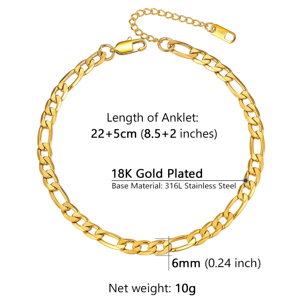 Stainless Steel Multi-Style Anchor and Curb Chain Anklet