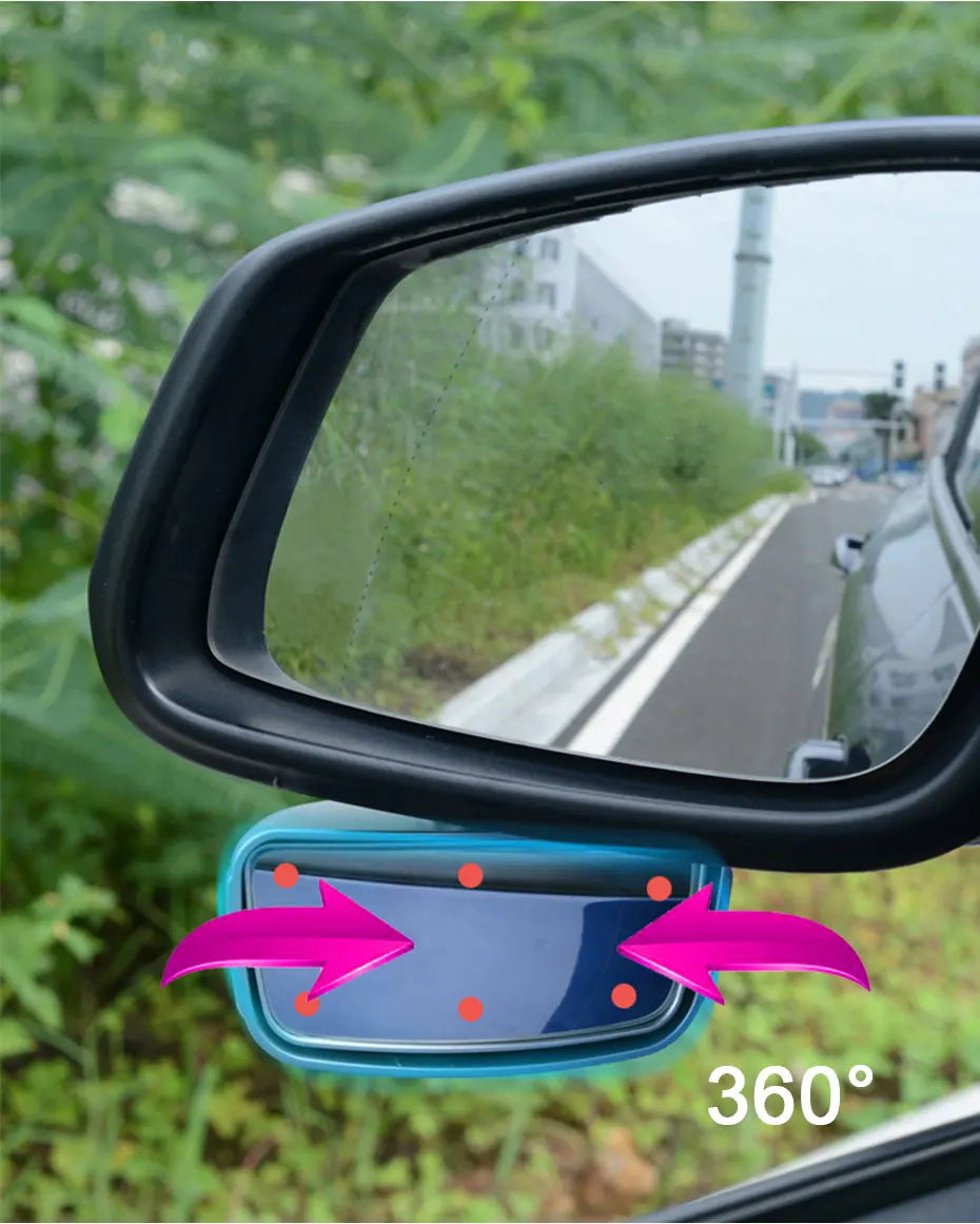 SEAMETAL 360-Degree Rotation Safety Convex Mirror Wide Angle Self-Adhesive Car Blind Spot Mirror Auto Auxiliary Rear View Mirror