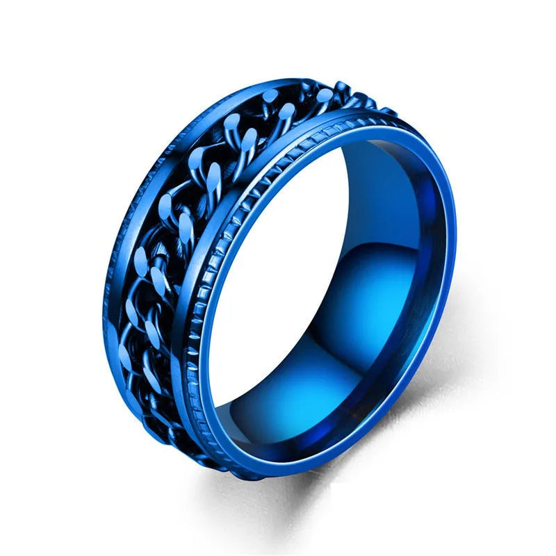 8mm Rotatable Chain Stainless Steel Fidget Spinner Ring