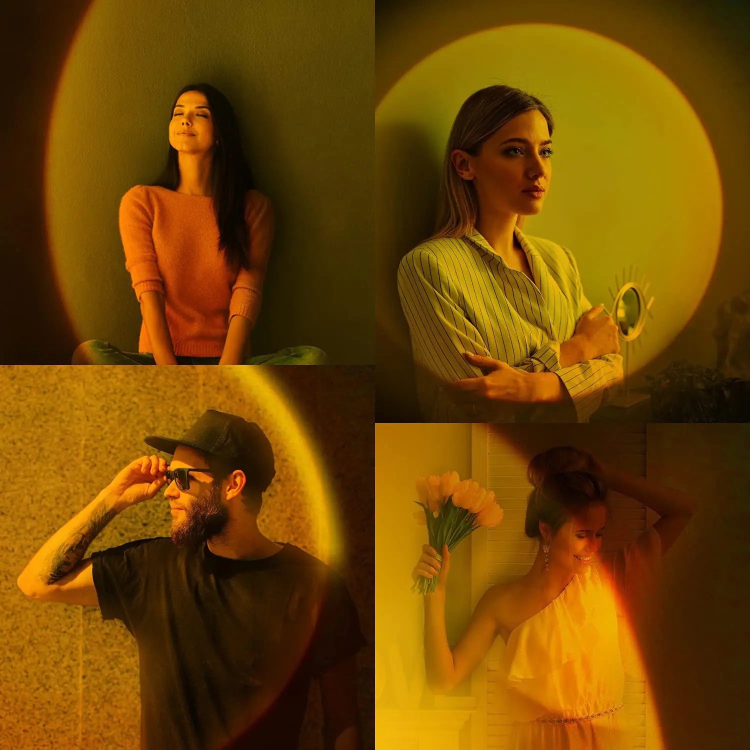 1pc USB Sunset Lamp LED Rainbow Neon Night Light Projector Photography Wall Atmosphere Lighting for Bedroom Home Room Decor Gift