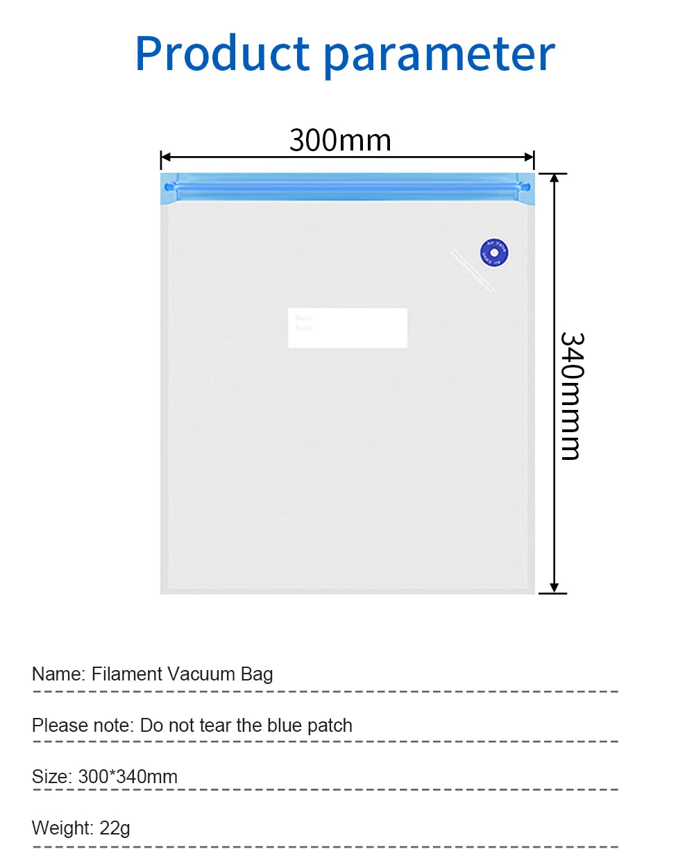 3D Printer Filament Storage Bag PLA PETG ABS Vacuum Bag Dryer Safekeep Humidity Resistant Sealing Bags Keep Filament Dry Sealed
