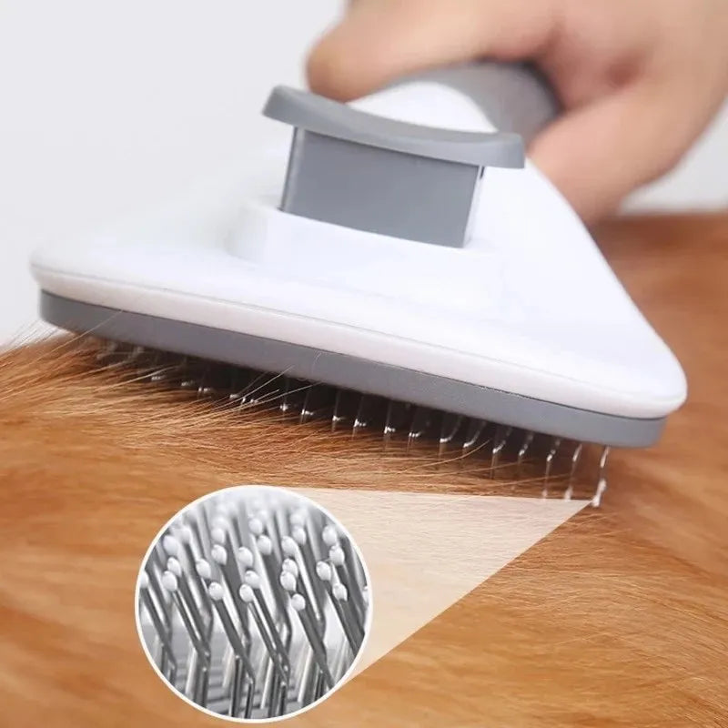 Self-Cleaning Stainless Steel Pet Grooming Brush for Dogs & Cats