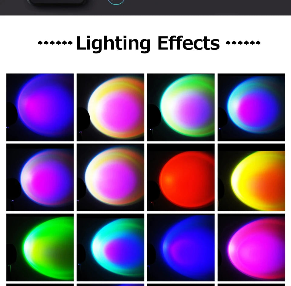 Sunset Projector Lamp Bluetooth Night Light Rainbow Atmosphere Light Room Decor Background Wall Decoration Bedroom Table Lamp