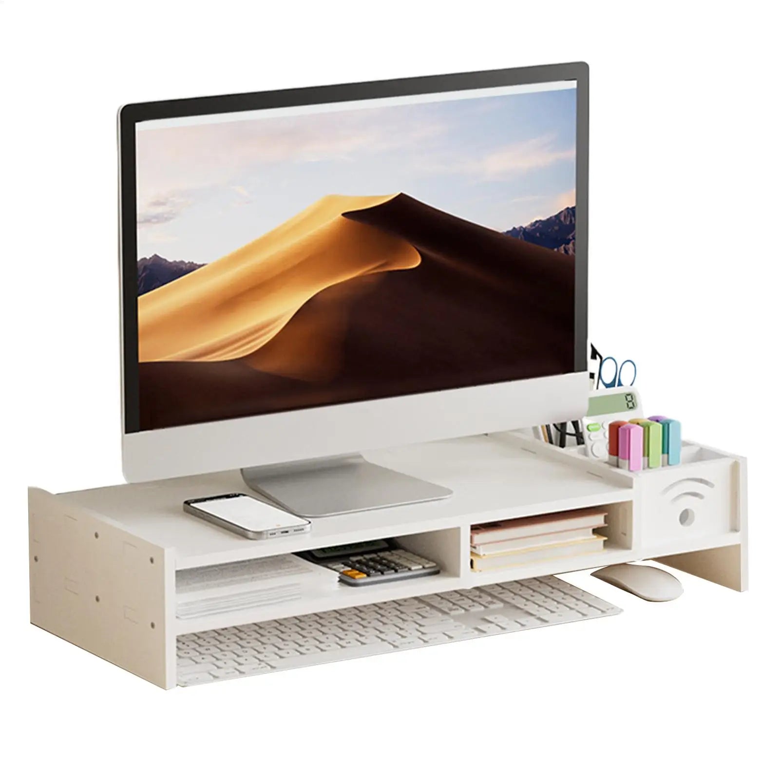 Desktop computer riser stand monitor arm double-layer desktop shelf with storage organizer ergonomic computer stand for monitors