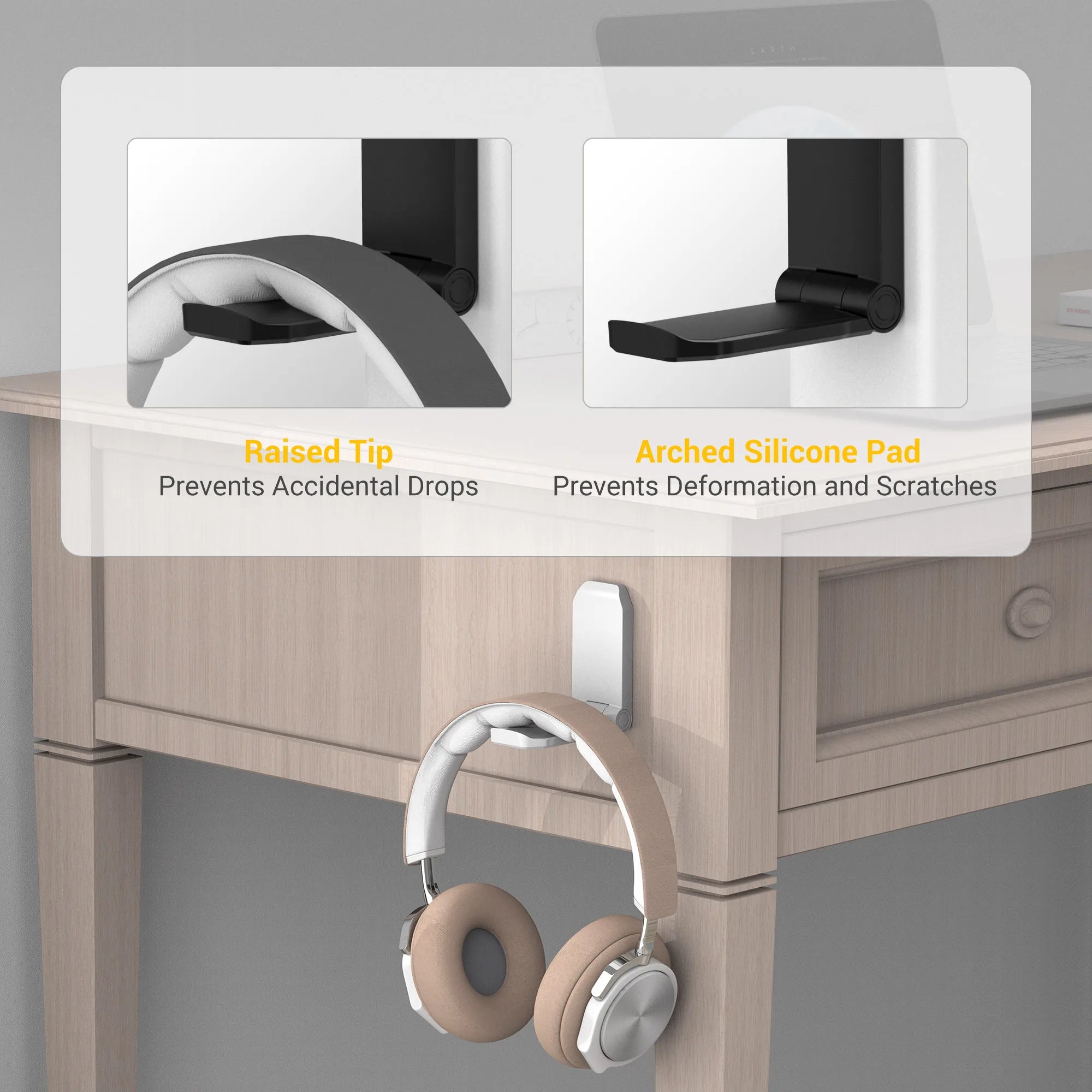 Headphone Bracket Swivel Mounted PC Gaming Headset Stand Holder Under Desk Hanger Hook Earphones Display Stand With USB Ports