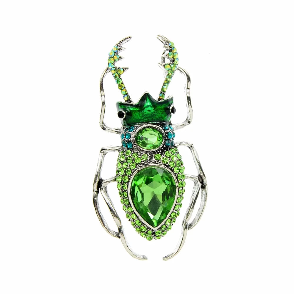 Exquisite Full Crystal Beetle Brooch Elegant Lady Insect Pin