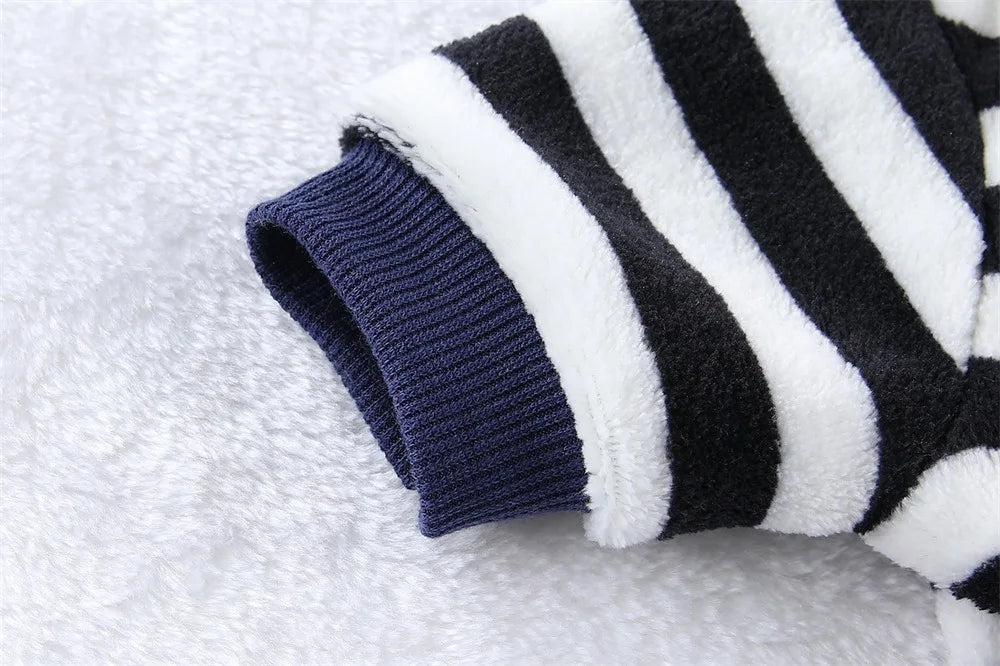 Warm Winter Fleece Dog Jumpsuit Coat with Leash Ring