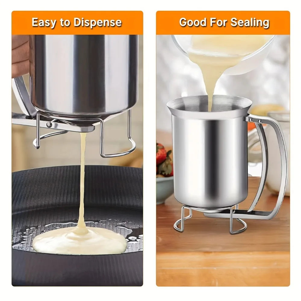 Dispensador de Massa em Aço Inoxidável Funil Multiusos para Cupcakes Panquecas Waffles - Utensílios Reutilizáveis para Cozer Ferramentas de Pastelaria