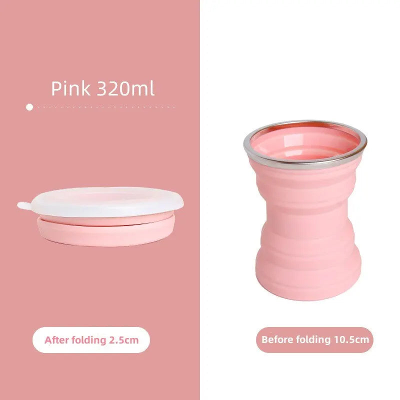 Portable Silicone Foldable Cup With Lanyard Heat Resistant Collapsible Cups Lid Folding Storage Travel Mug For Hot Water