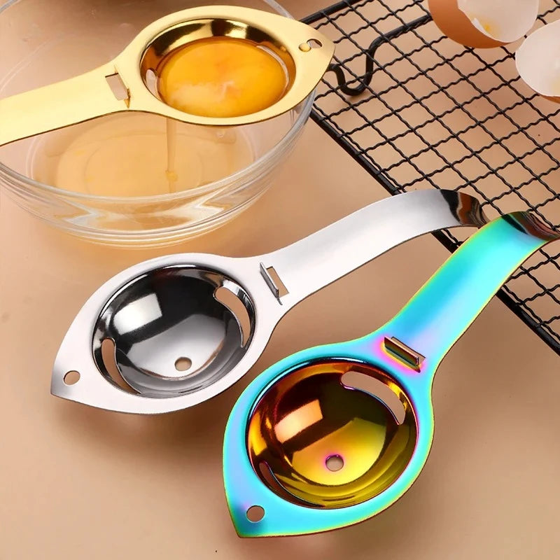 1 Separador de Ovos em Aço Inoxidável Separador de Gema e Clara com Cabo Filtro de Ovos Divisor de Ovos Ferramentas de Cozinha para Cozinhar e Assar Utensílios de Cozinha
