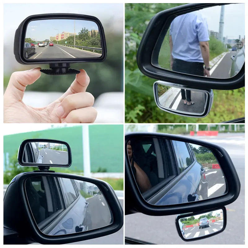 SEAMETAL 360-Degree Rotation Safety Convex Mirror Wide Angle Self-Adhesive Car Blind Spot Mirror Auto Auxiliary Rear View Mirror