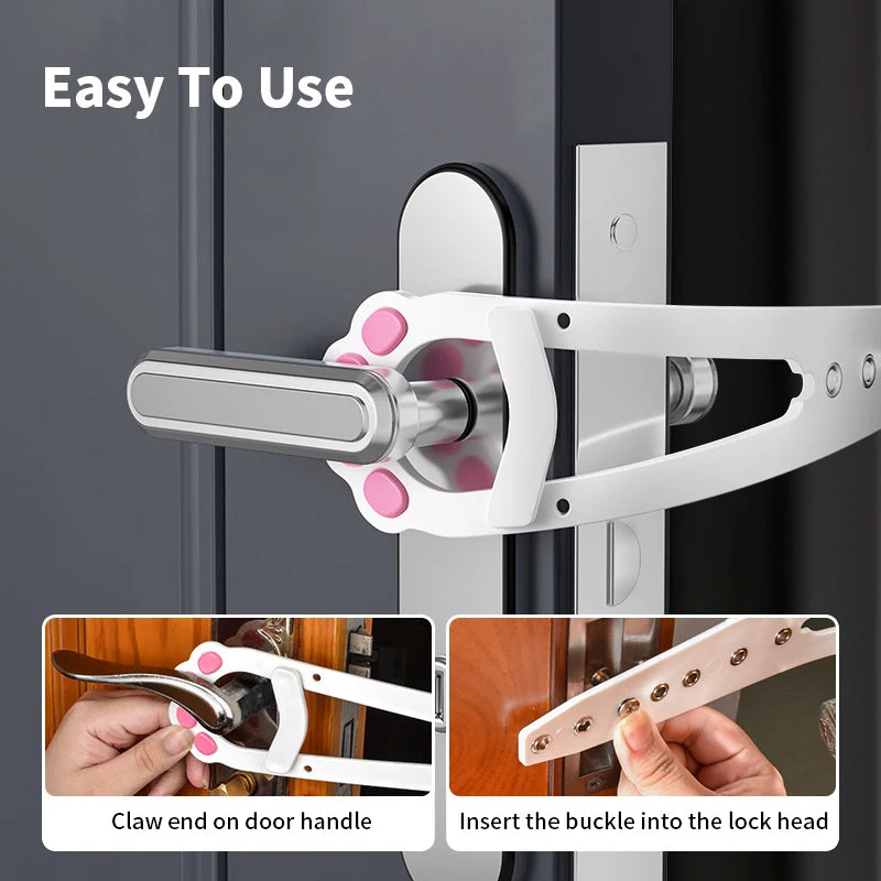 Adjustable Cat Door Holder Latch Flex Strap Dog Stopper